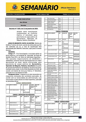 Semanário Oficial - Ed. 1829