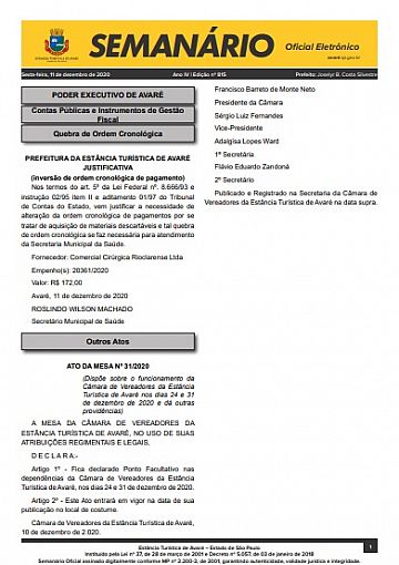 Semanário Oficial - Ed. 815