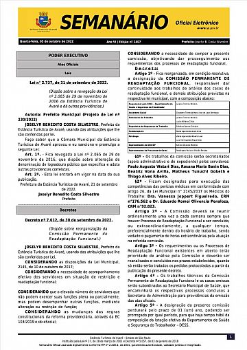 Semanário Oficial - Ed. 1407