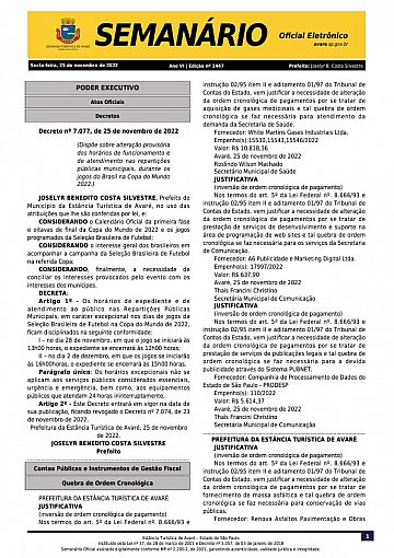 Semanário Oficial - Ed. 1447