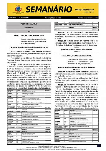 Semanário Oficial - Ed. 1985
