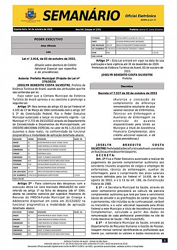 Semanário Oficial - Ed. 1741