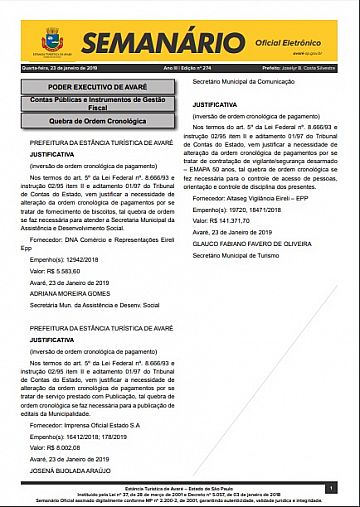 Semanário Oficial - Ed. 274
