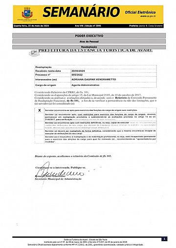 Semanário Oficial - Ed. 1995