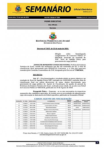 Semanário Oficial - Ed. 1996