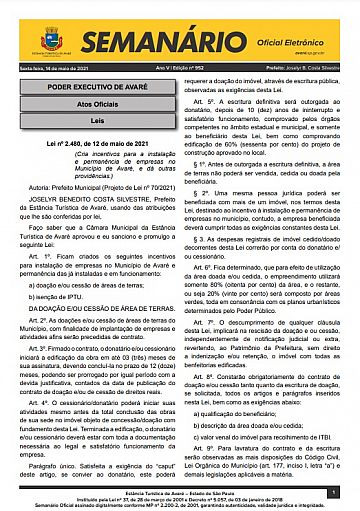 Semanário Oficial - Ed. 952